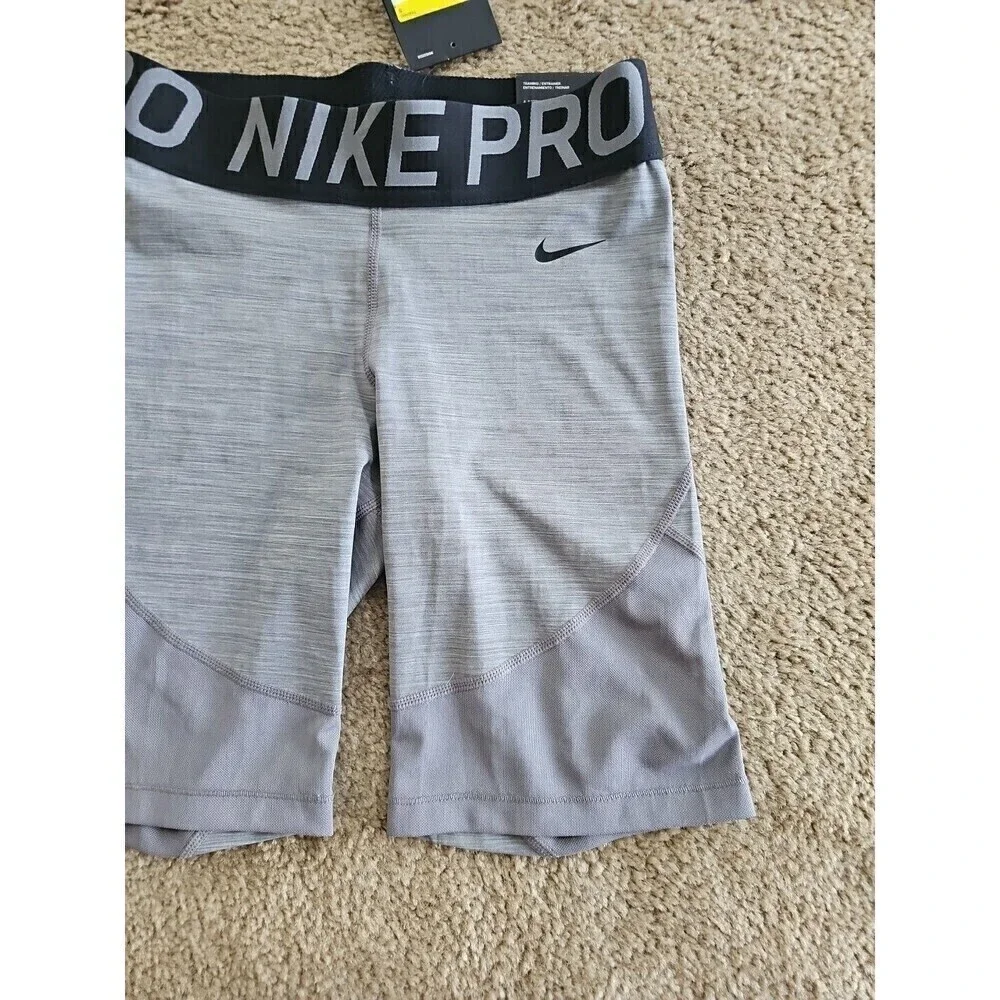Nike Pro Training Shorts Women's Small 8 Inch Tight Fit Gunsmoke Heather